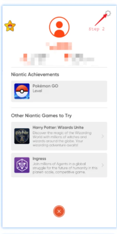 PGSharp account settings screen showing Facebook login option in Pokémon Go