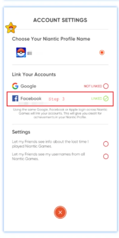 Facebook account successfully linked to Pokémon Go in PGSharp