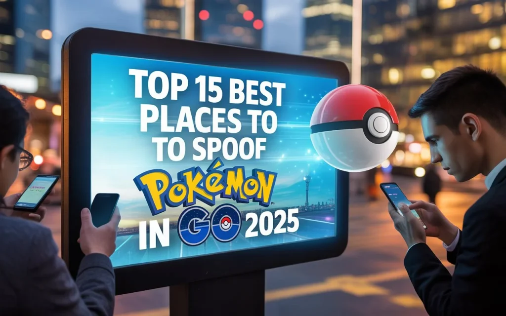 Top 15 Best Places to Spoof Pokémon GO in 2025 – Popular coordinates and hotspots worldwide for rare Pokémon spawns, raids, and gyms.