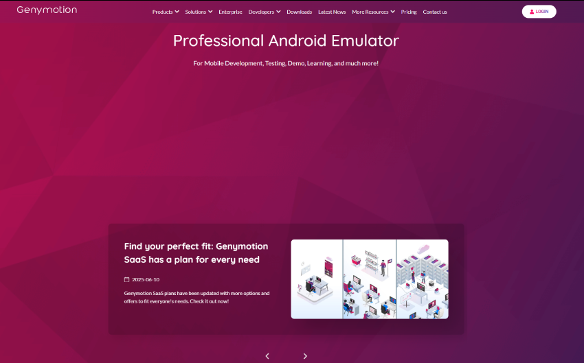 Genymotion Professional Android Emulator for mobile development and testing